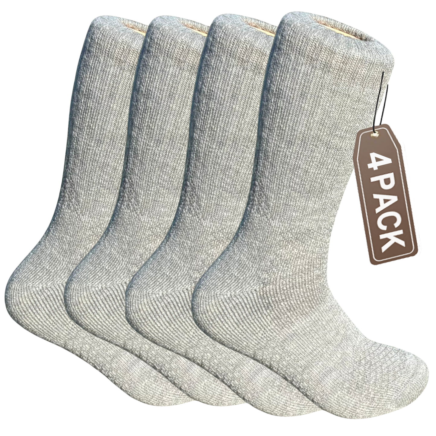 4-Pack Baby Alpaca Hiking Socks – Light Grey | Premium Comfort for Serious Hikers