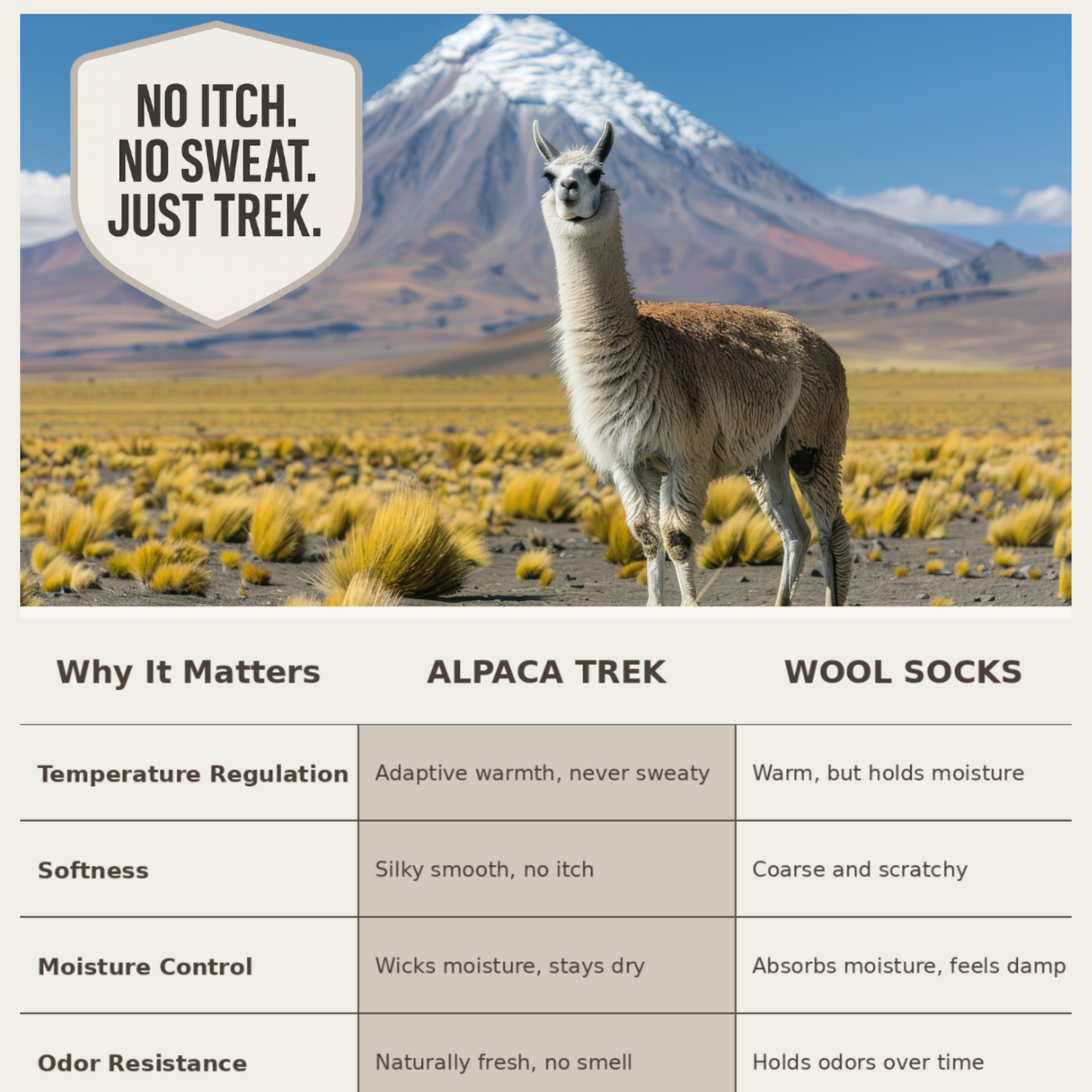 4-Pack Baby Alpaca Hiking Socks – Light Grey | Premium Comfort for Serious Hikers