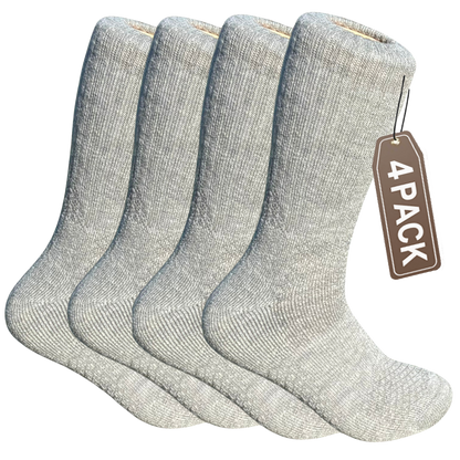 4-Pack Baby Alpaca Hiking Socks – Light Grey | Premium Comfort for Serious Hikers