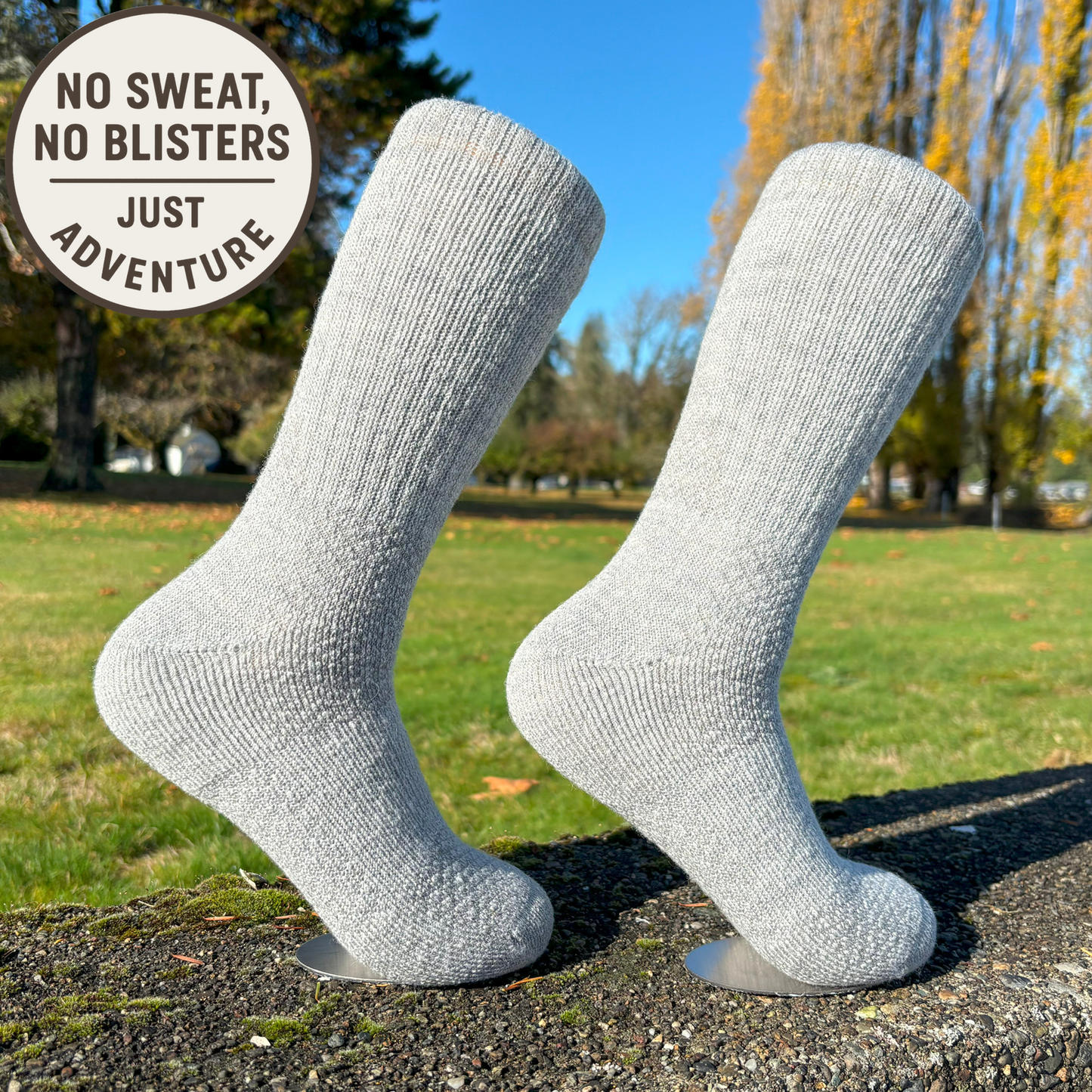 4-Pack Baby Alpaca Hiking Socks – Light Grey | Premium Comfort for Serious Hikers