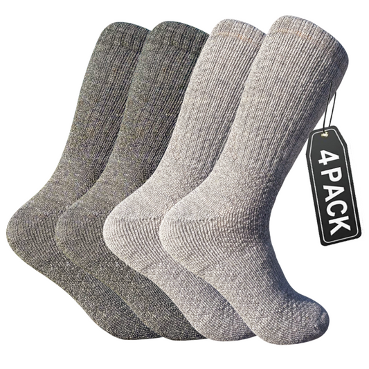 4-Pack Combo – Baby Alpaca Hiking Socks (2 Light Grey, 2 Charcoal) | Trail-Ready Comfort in Both Colors