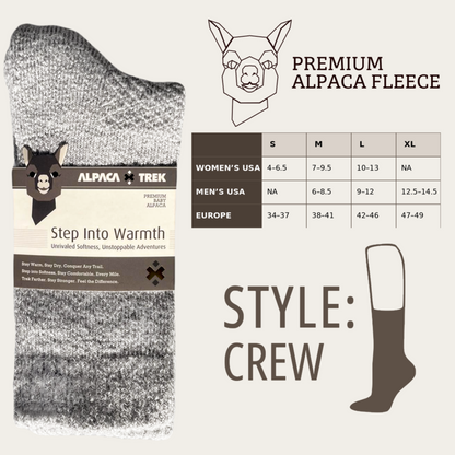4-Pack Baby Alpaca Hiking Socks – Light Grey | Premium Comfort for Serious Hikers